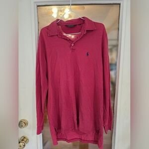 Ralph Lauren Polo Golf Men's Red Long Sleeve Shirt Pima Medium